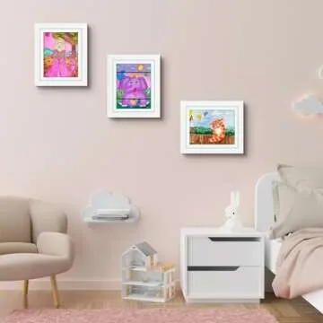 AUEAR Kids Art Frames 10x12.5 Childs Artwork Display Frame- Front Opening Real Glass Display, Horizontal and Vertical for Artworks, Crafts, Photos, Kids Drawings or Notification (White, 2-pack)