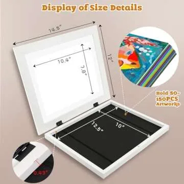 AUEAR Kids Art Frames 10x12.5 Childs Artwork Display Frame- Front Opening Real Glass Display, Horizontal and Vertical for Artworks, Crafts, Photos, Kids Drawings or Notification (White, 2-pack)