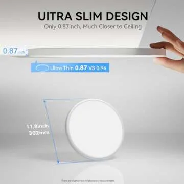 WKONCLDY 6PACK 3200lm LED Flush Mount Ceiling Light, Super Slim 12 inch LED Ceiling Light, 5000K Daylight LED Ceiling Light for Bedroom, Living Room, Dining Room, Garage and Office (White, Six Pack)