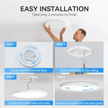 WKONCLDY 6PACK 3200lm LED Flush Mount Ceiling Light, Super Slim 12 inch LED Ceiling Light, 5000K Daylight LED Ceiling Light for Bedroom, Living Room, Dining Room, Garage and Office (White, Six Pack)