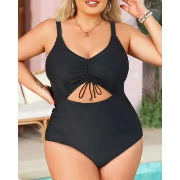 Daci Plus Size Cutout Monokini with Tummy Control