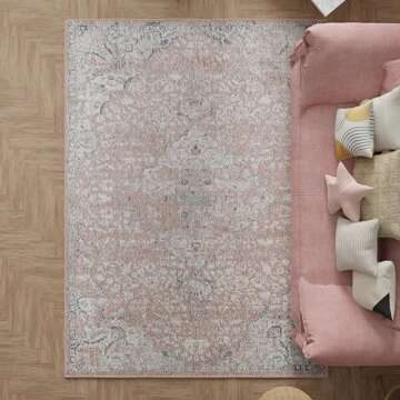 Rugs America Harper HY50B Pink Amaranth Transitional Vintage Non-Shedding Living Room Bedroom Nurser...