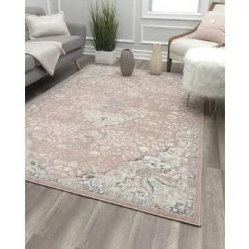 Rugs America Harper HY50B Pink Amaranth Transitional Vintage Non-Shedding Living Room Bedroom Nursery Dining Home Office Area Rug, 5'0"x7'0"