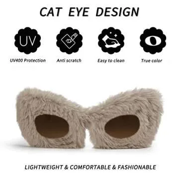FEISEDY Plush Cat Eye Sunglasses with UV Protection