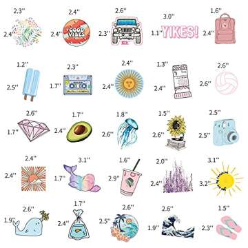 200PCS Water Bottle Stickers Waterproof– Vinyl Stickers for Teens – Premium Sticker Packs for Computer, Laptop, Skateboard, Fridge – Unique Adorable Designs for Boys and Girls