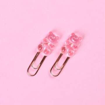 10 Pcs Metal Paper Clips, Rainbow Bear Memo Clips Kawaii File Clips Candy Colors Stationery Supplies Cute Clips Office Supplies School Present Wedding Decoration Cute Bookmarks Design for Students