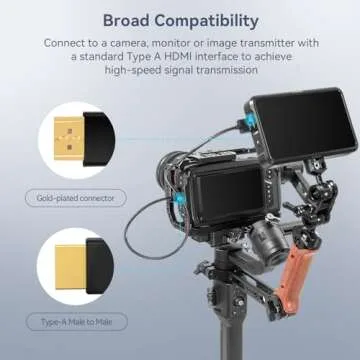 SMALLRIG Upgraded Ultra Thin HDMI Cable 35cm/1.15Ft (A to A), 4K Hyper Super Flexible Slim Cord, High Speed Supports 3D, 4K@60Hz, Ethernet, ARC Type-A Male to Male for Camera, Monitor, Gimbal - 2956B