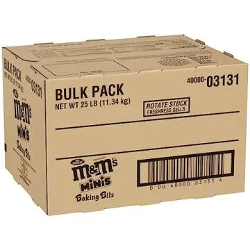 M&M'S Milk Chocolate MINIS Size Baking Bits 25-Pound Bulk Package Box