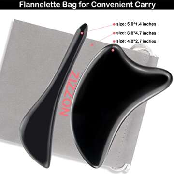 ZIZZON Bian Stone Gua Sha set Facial Tools Scraping Massage Tool for Face Eye Neck Natural Beauty An...