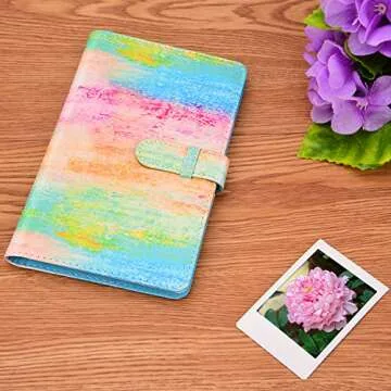 Sunmns Colorful Wallet PU Leather Photo Album Compatible with Fujifilm Instax Mini 12 11 9 8 90 26 7s Instant Camera Film, Polaroid Snap Zip Z2300 PIC-300 Film (Rainbow)