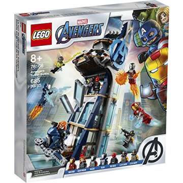 LEGO Marvel Avengers: Avengers Tower Battle 76166 Collectible Building Toy with Action Scenes and Superhero Minifigures; Cool Holiday or Birthday Gift (685 Pieces)
