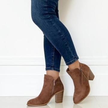 Stylish TRENDSUP Women's Taupe Suede Booties