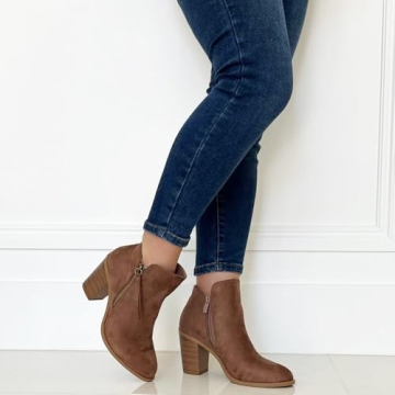 Stylish TRENDSUP Women's Taupe Suede Booties
