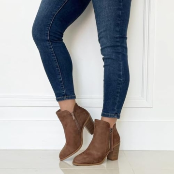 Stylish TRENDSUP Women's Taupe Suede Booties