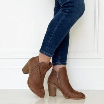 Stylish TRENDSUP Women's Taupe Suede Booties