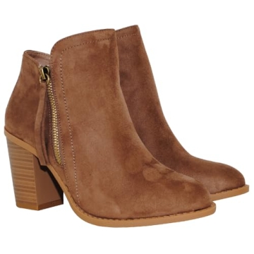 Stylish TRENDSUP Women's Taupe Suede Booties