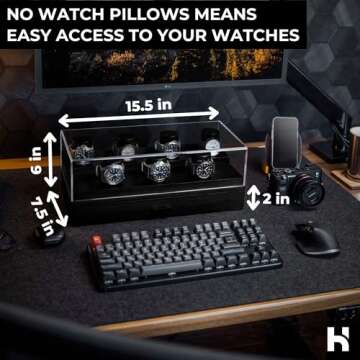 Holme & Hadfield Premium 7-Slot Wooden Watch Display Case with Lifetime Assurance – Large Handcrafted Men’s Watch Box with Accessory Drawer – Birthday Gift for Collectors – Luxury Built to Last