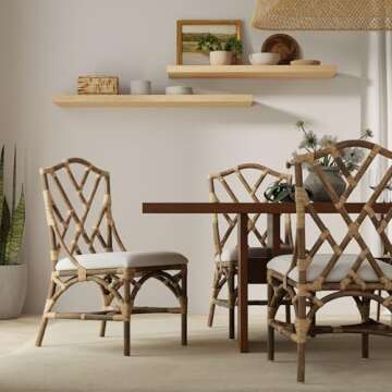 Kouboo Chippendale Rattan Dining Chair Set – Antique Brown Wicker Seat