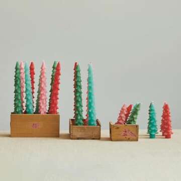 Creative Co-Op Unscented Tree Shaped Taper Candles, Pewter, Set of 2