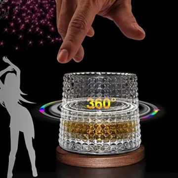 BOLESTA Whiskey Glass Set of 2 with Walnut Coasters