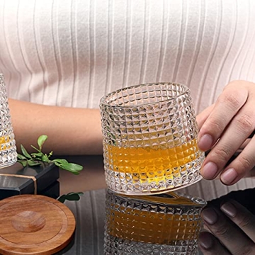BOLESTA Whiskey Glass Set of 2 with Walnut Coasters