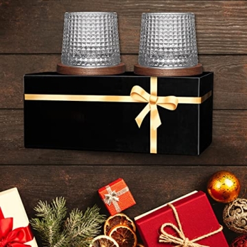 BOLESTA Whiskey Glass Set of 2 with Walnut Coasters