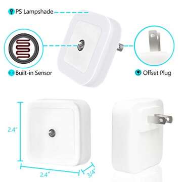 TekSky Plug-in LED Night Light with Smart Sensor - Auto On/Off LED Lights Dusk to Dawn for Bedroom, ...