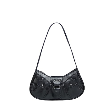 Stylish Verdusa Women's Pleated Hobo Shoulder Bag - Black PU Leather Clutch