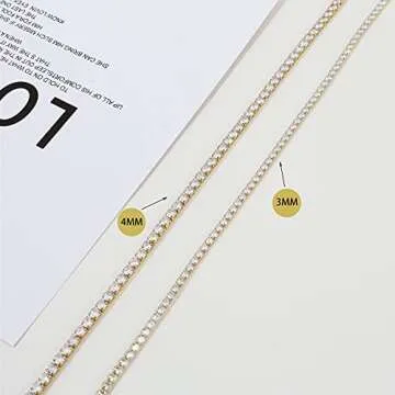 Tewiky Rhinestone Choker Necklaces 14K Gold Plated Sparkling Tennis Chain Necklace Dainty Crystal Bridal Jewelry for Women