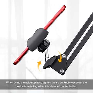 Klsniur Cell Phone Holder, Universal Phone Stand Clip Lazy Bracket Flexible Articulating Arm Phone Mount Compatible with iPhone 15 14 13 12 11 Pro Xs Max XR X 8 7 6, Samsung