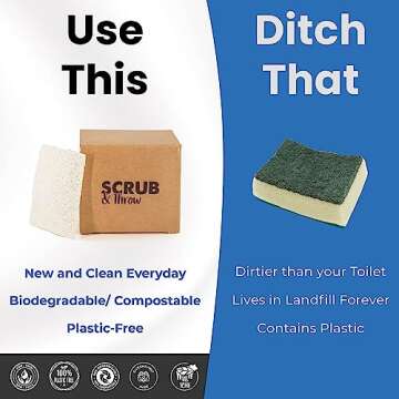 Scrub & Throw Scrub Sponges (30-Pack), Eco-Friendly, All-Purpose Household Natural Loofah Sponges, for Dishes, Cleaning, Biodegradable, Non-Scratch