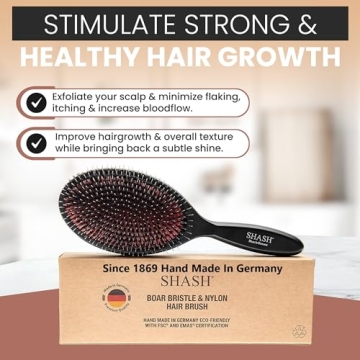 Premium Handmade Boar-Nylon Hair Brush for All Hair Types