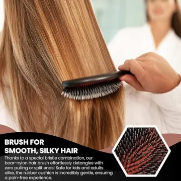 Premium Handmade Boar-Nylon Hair Brush for All Hair Types