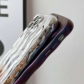 Skyseaco Compatible with iPhone 12 Pro Max Case Water Ripple Pattern Cute Curly Wave Frame Shape Shockproof Soft TPU Case for Women Girls Slim Phone Case (Silver)