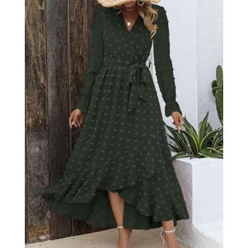 BTFBM Maxi Dress: V Neck Long Sleeve Boho Style