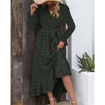 BTFBM Maxi Dress: V Neck Long Sleeve Boho Style