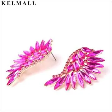 KELMALL Crystal Angel Wings Drop Dangle Earrings