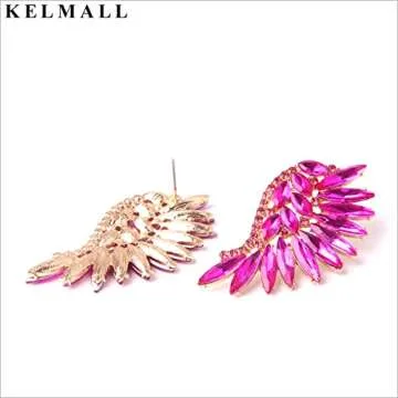 KELMALL Crystal Angel Wings Drop Dangle Earrings