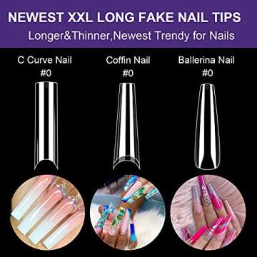 NXJ INFILILA Coffin Nail Tips, 240PCS for Salon DIY