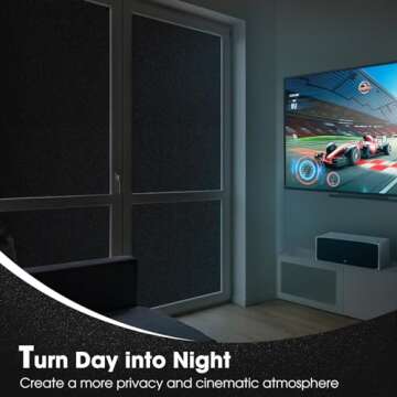 Coavas 100% Blackout Window Film UV Heat Blocking Window Privacy Film Room Darkening Frosted Glass W...