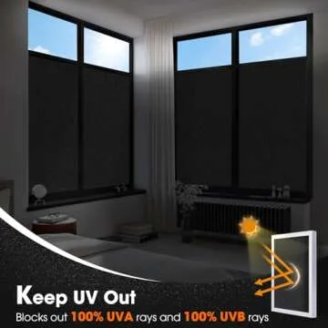 Coavas 100% Blackout Window Film UV Heat Blocking Window Privacy Film Room Darkening Frosted Glass Window Cover Static Cling Removable Window Tint for Home Day Sleep Bedroom (No Glue,17.5"W x 78.7"L)