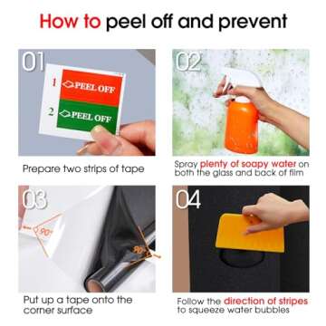 Coavas 100% Blackout Window Film UV Heat Blocking Window Privacy Film Room Darkening Frosted Glass Window Cover Static Cling Removable Window Tint for Home Day Sleep Bedroom (No Glue,17.5"W x 78.7"L)