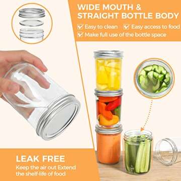 ComSaf Wide Mouth Mason Jars 16 oz - 8 Pack, Pint Glass Jars with Lids and Seal Bands, Canning Jars for Pickling, Jam, Jelly, Honey, Salad, Desert, Shower Wedding Favors, DIY Candles Decor