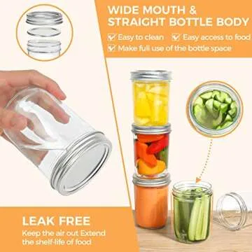 ComSaf Wide Mouth Mason Jars 16 oz - 8 Pack, Pint Glass Jars with Lids and Seal Bands, Canning Jars for Pickling, Jam, Jelly, Honey, Salad, Desert, Shower Wedding Favors, DIY Candles Decor