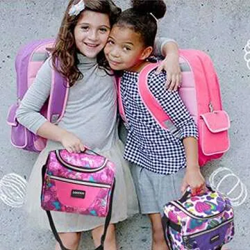 SAMERIO Kids Lunch Bag insulated Lunch Box Cooler Bento Bags for School Work/Girls Boys Children Student with Adjustable Strap