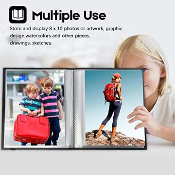 Photo Album 8x10, 8x10 Photo Album Book Holds 68 Photos, Art Portfolio Binder for 8 x 10 Pictures, P...