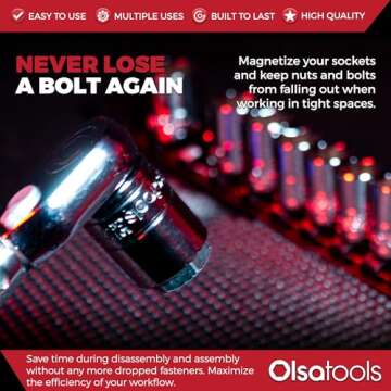 Olsa Tools Magnetic Socket Insert Set 10pc | Metric Sizes Fit 10mm to 19mm | Works with 6 and 12-Poi...