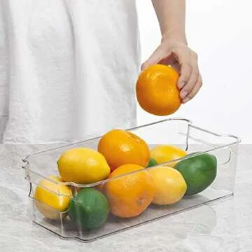 HOOJO 10pcs Clear Plastic Organizer Bins for Fridge Storage