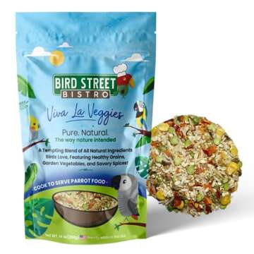 Bird Street Bistro Parrot Food - Parakeet Food - Cockatiel Food - Bird Food - Cooks in 3-15 min with Natural & Organic Grains - Legumes - Non-GMO Fruits, Vegetables, & Health Orientated Spices