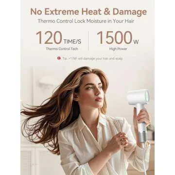 Hair Dryer,150000 RPM High-Speed Blow Dryer 500 Millions Negative Ionic Care Hair Dryer for Fast Drying, 51dB Low Noise Thermo-Control Hairdryer with Magnetic Diffuser & Nozzle for Children,Women,Men